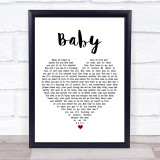 Bakermat Baby White Heart Song Lyric Print