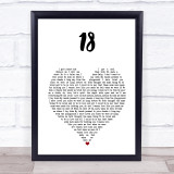 One Direction 18 White Heart Song Lyric Print