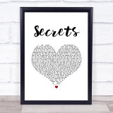 OneRepublic Secrets White Heart Song Lyric Print
