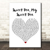 Paul Weller Sweet Pea, My Sweet Pea White Heart Song Lyric Print