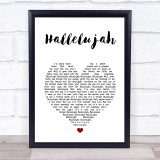 Pentatonix Hallelujah White Heart Song Lyric Print