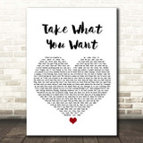 Post Malone Take What You Want White Heart Song Lyric Print