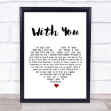 Prince With You White Heart Song Lyric Print