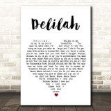 Queen Delilah White Heart Song Lyric Print