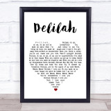 Queen Delilah White Heart Song Lyric Print
