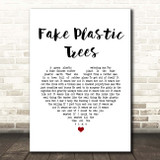 Radiohead Fake Plastic Trees White Heart Song Lyric Print