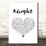 Red Carpet Alright White Heart Song Lyric Print