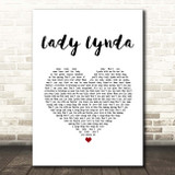 Beach Boys Lady Lynda White Heart Song Lyric Print