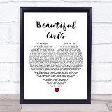 Sean Kingston Beautiful Girls White Heart Song Lyric Print