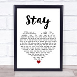 Shakespears Sister Stay White Heart Song Lyric Print