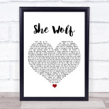 Shakira She Wolf White Heart Song Lyric Print