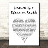 Belinda Carlisle Heaven Is a Place on Earth White Heart Song Lyric Print