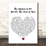 Shania Twain The Woman In Me (Needs The Man In You) White Heart Song Lyric Print