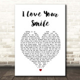 Shanice I Love Your Smile White Heart Song Lyric Print