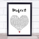 Simple Plan Perfect White Heart Song Lyric Print