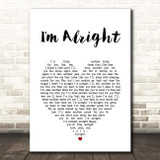 Stereophonics Im Alright White Heart Song Lyric Print