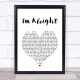 Stereophonics Im Alright White Heart Song Lyric Print