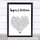 Stevie Wonder Superstition White Heart Song Lyric Print