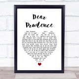 The Beatles Dear Prudence White Heart Song Lyric Print