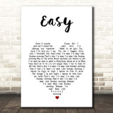 The Commodores Easy White Heart Song Lyric Print