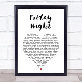 The Darkness Friday Night White Heart Song Lyric Print