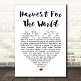 The Isley Brothers Harvest For The World White Heart Song Lyric Print