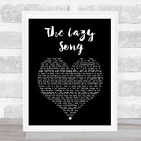 Bruno Mars The Lazy Song Black Heart Song Lyric Print