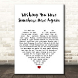 The Phantom of the Opera Wishing You Were Somehow Here Again White Heart Song Lyric Print