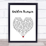 The Stranglers Golden Brown White Heart Song Lyric Print