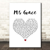 The Tymes Ms Grace White Heart Song Lyric Print