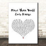 Travis Tritt More Than You'll Ever Know White Heart Song Lyric Print