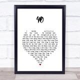 U2 40 White Heart Song Lyric Print