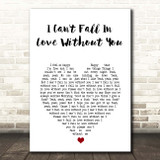 Zara Larsson I Can't Fall In Love Without You White Heart Song Lyric Print
