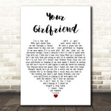 Blossoms Your Girlfriend White Heart Song Lyric Print