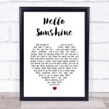 Bruce Springsteen Hello Sunshine White Heart Song Lyric Print