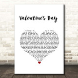 Bruce Springsteen Valentine's Day White Heart Song Lyric Print