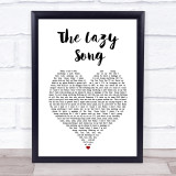 Bruno Mars The Lazy Song White Heart Song Lyric Print