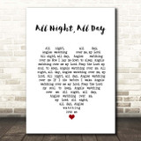 Cedarmont Baby All Night, All Day White Heart Song Lyric Print