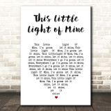 Cedarmont Kids This Little Light of Mine White Heart Song Lyric Print
