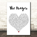 Celine Dion & Andrea Bocelli The Prayer White Heart Song Lyric Print