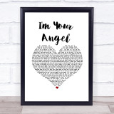 Celine Dion & R. Kelly I'm Your Angel White Heart Song Lyric Print