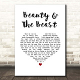 Celine Dion, Peabo Bryson Beauty & The Beast White Heart Song Lyric Print