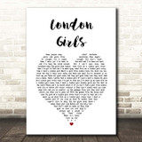 Chas and Dave London Girls White Heart Song Lyric Print