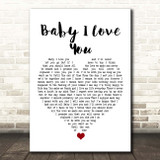 1st Lady Baby I Love You White Heart Song Lyric Print