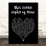 Cedarmont Kids This Little Light of Mine Black Heart Song Lyric Print