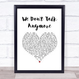 Cliff Richard We Don't Talk Anymore White Heart Song Lyric Print