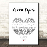 Coldplay Green Eyes White Heart Song Lyric Print