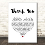 Dido Thank You White Heart Song Lyric Print
