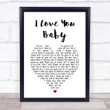 Frank Sinatra I Love You Baby White Heart Song Lyric Print