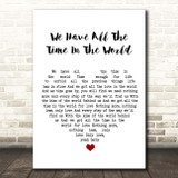 Fun Lovin' Criminals We Have All The Time In The World White Heart Song Lyric Print